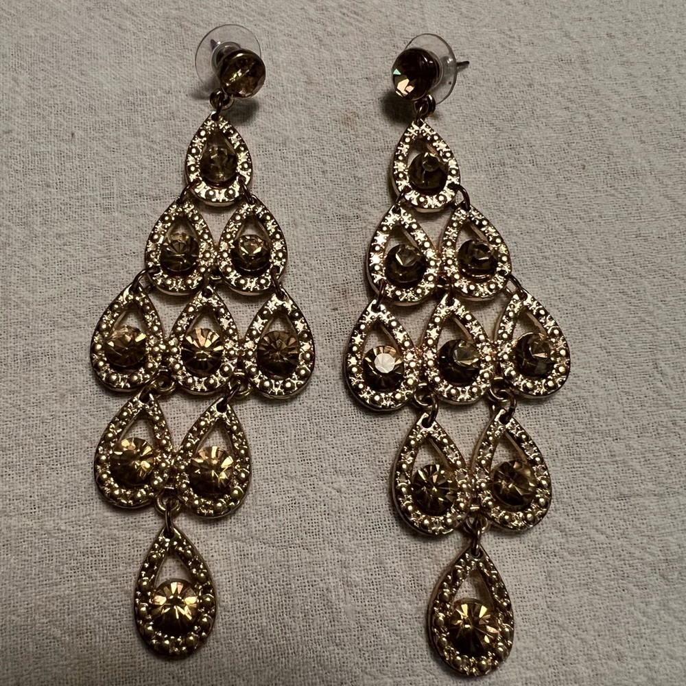 Yellow and Gold tone Chandelier Earrings